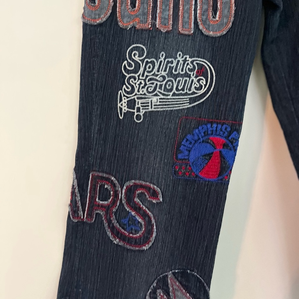 NBA Hardwood Classics Sports GIII By Carl Banks Vintage Embroidered Jeans Sz 11 - Picture 6 of 16